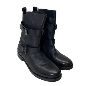 NEW Vintage Foundry Sherry Combat Boots Leather Studded Black Sz 7